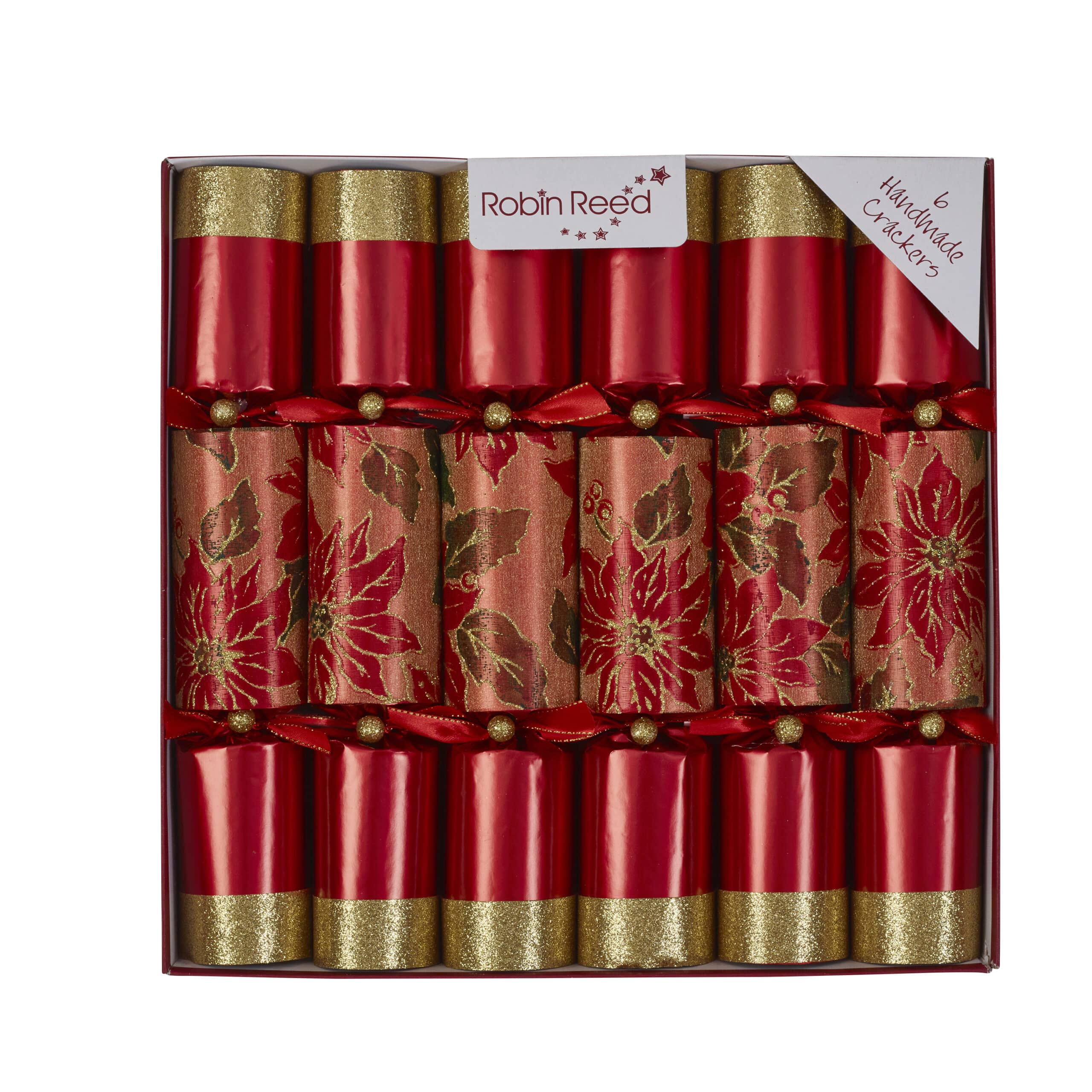 Glittering Poinsettia<br> Christmas Crackers - Image 3